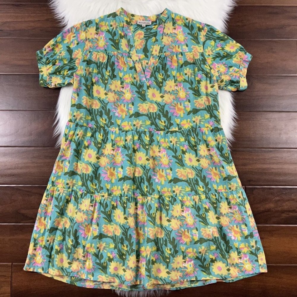 Fitzroy & Willa Size Small Floral Short Sleeve‎ Cotton Dress